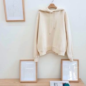 Oversized Cotton Hoodie in Ivory Korean Brand